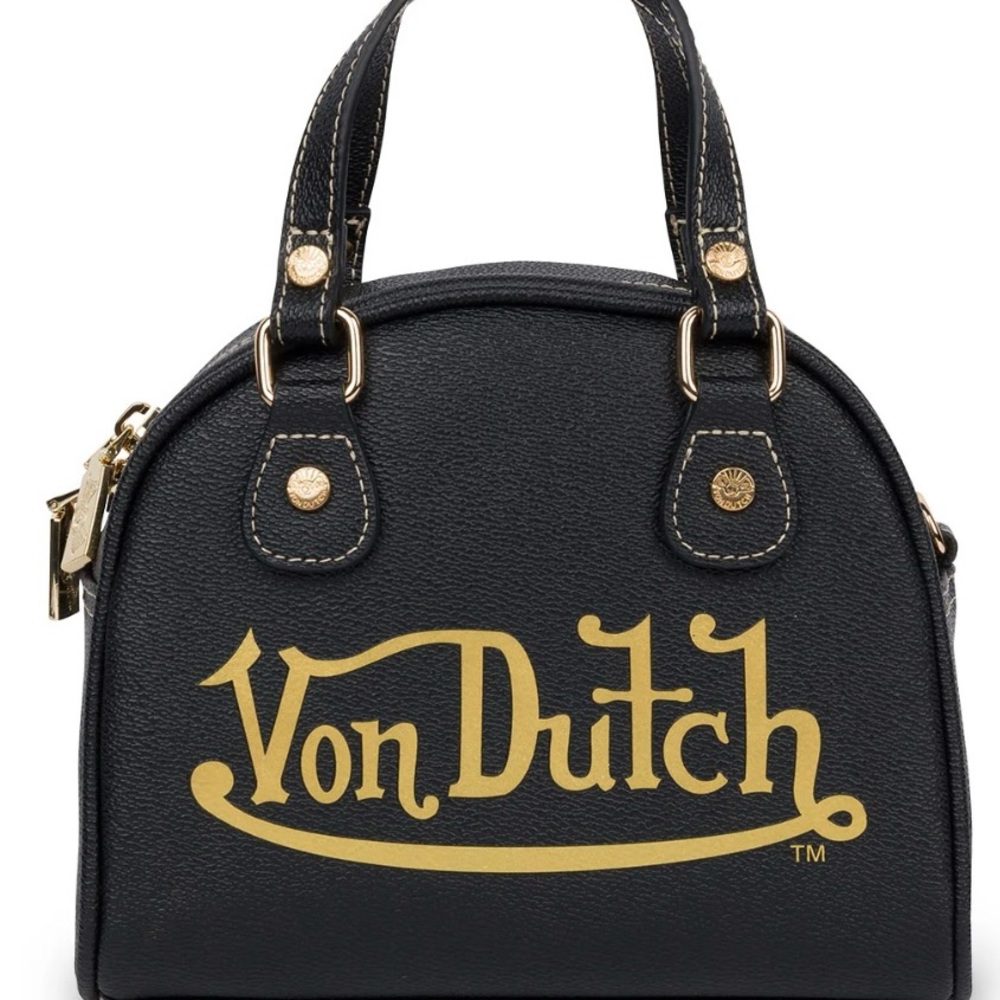 Von Dutch Limited Edition, Racing Inspired Bowling Bag, Black and Gold - Small